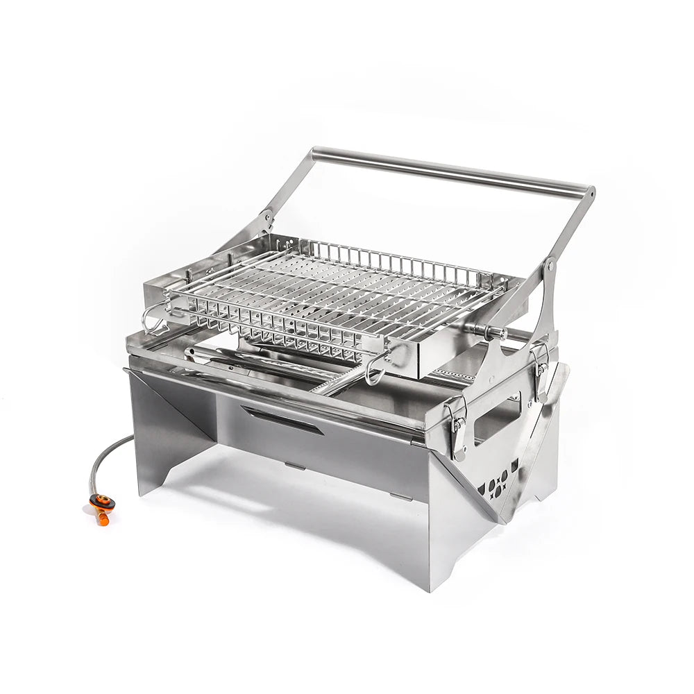 360 Camping Rotatable Grill Dual-Fuel Charcoal Gas Stove