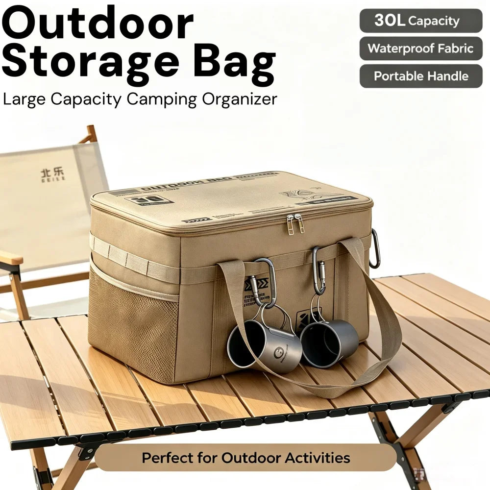 30l Large Capacity Camping Cookware Storage Bag Waterproof