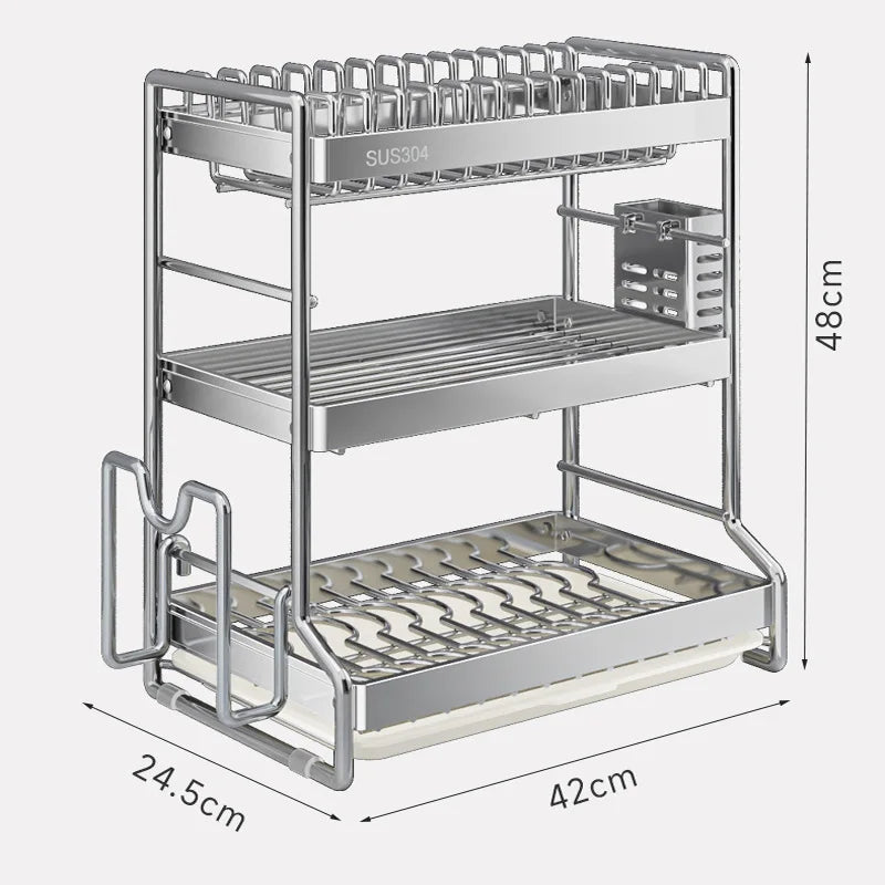 Dish Drainer Storage Organization Stainless Steels Drainer Dishes
