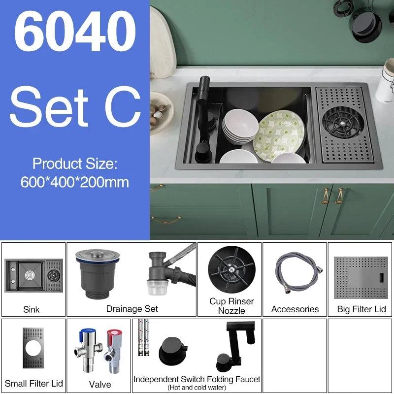 Asras Nano Black Small Size Sink Cup Washer