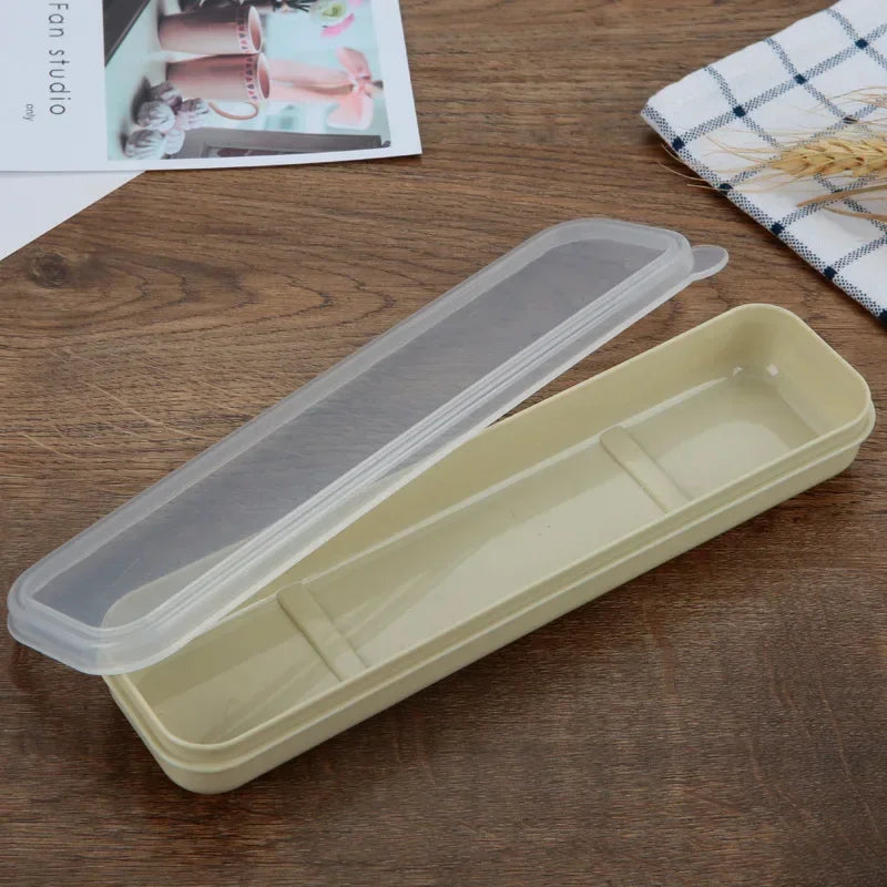 Travel Tableware Storage Box Transparent Cover Utensil Organizer