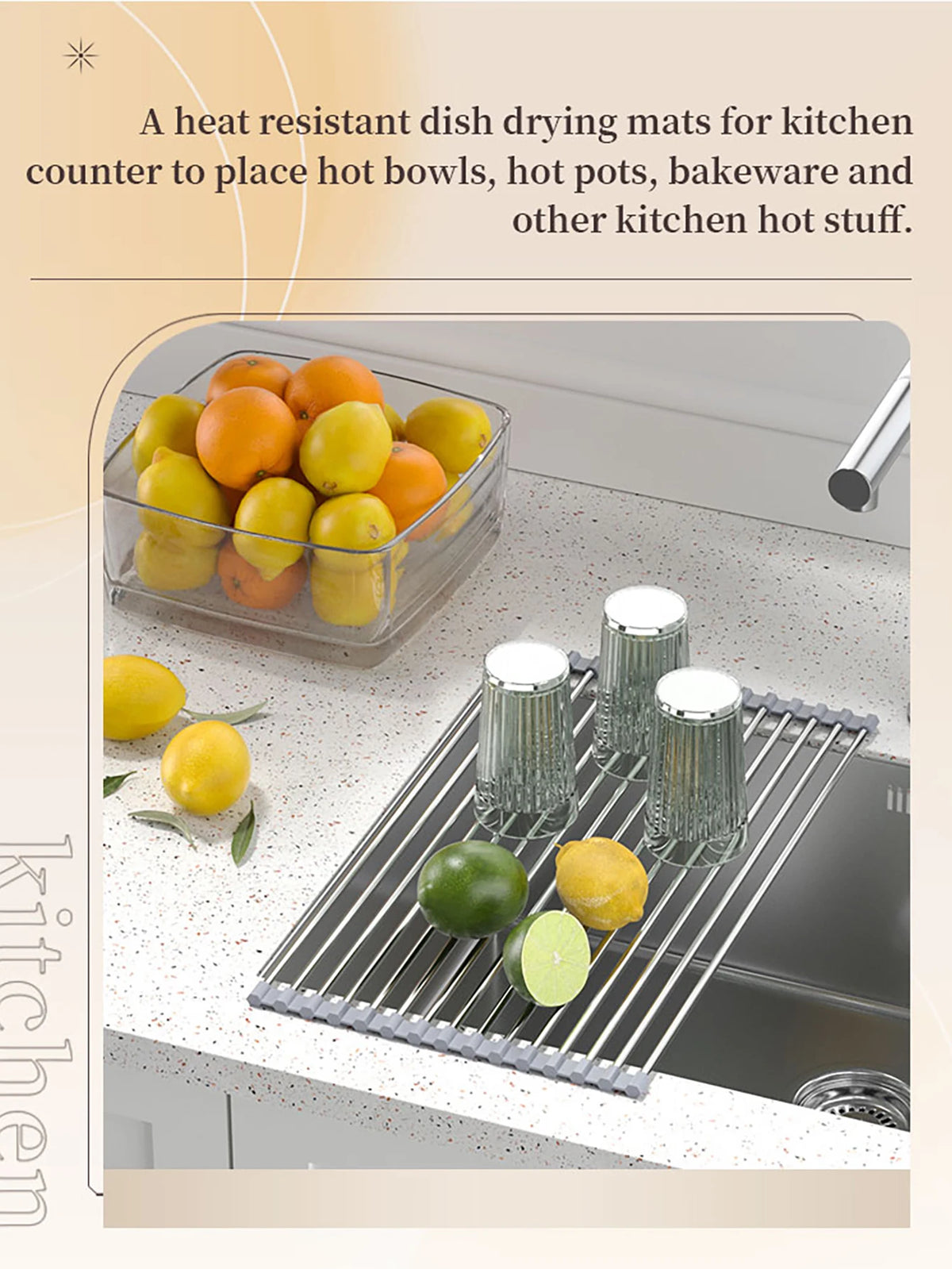 Roll Up Dish Drying Rack Over Sink Stainless
