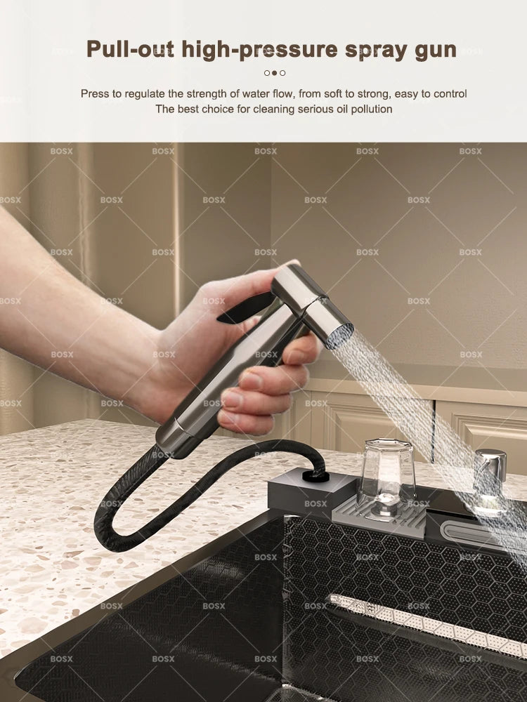 Sink Stainless Steel Waterfall Sinks Extra Large Slot