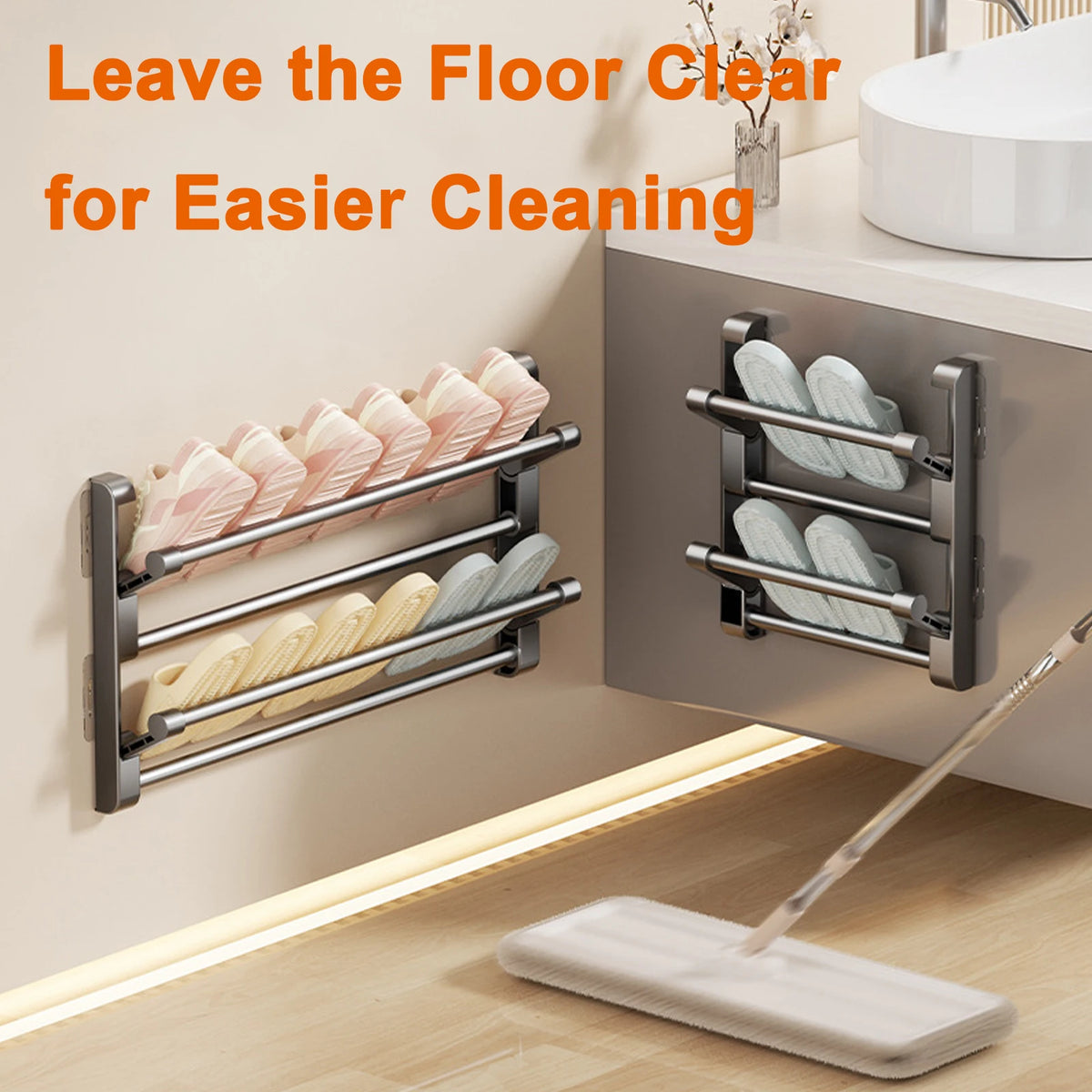Simple Shoe Rack Wall-Mounted Bathroom Slippers Hook Holder