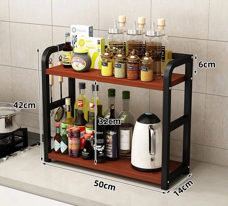 1pc 2-Tier Metal Countertop Shelf Space Saving Organizer
