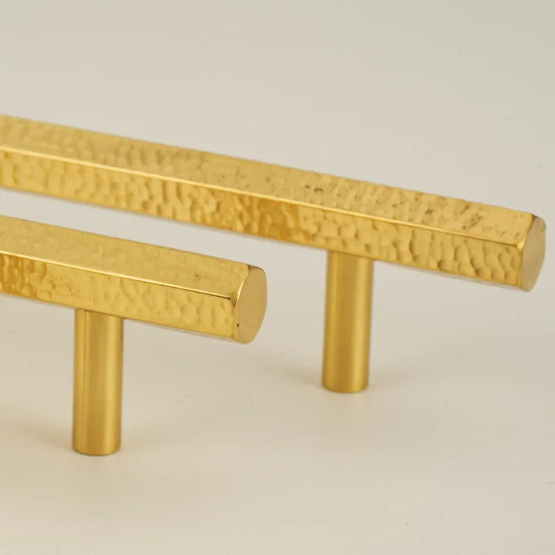 Solid Brass Wardrobe Handles Hammered Texture Handles Gold