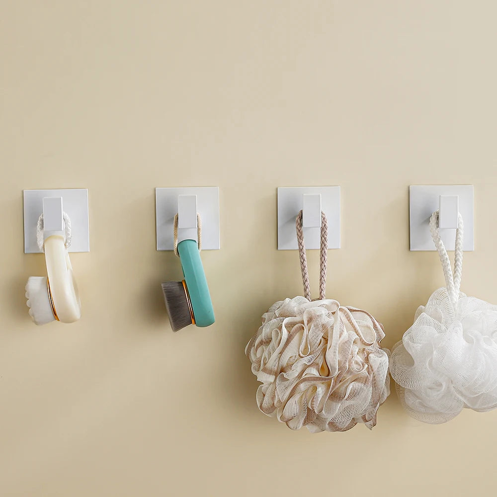 White Wall Hook Adhesive Towel Holder No Drill