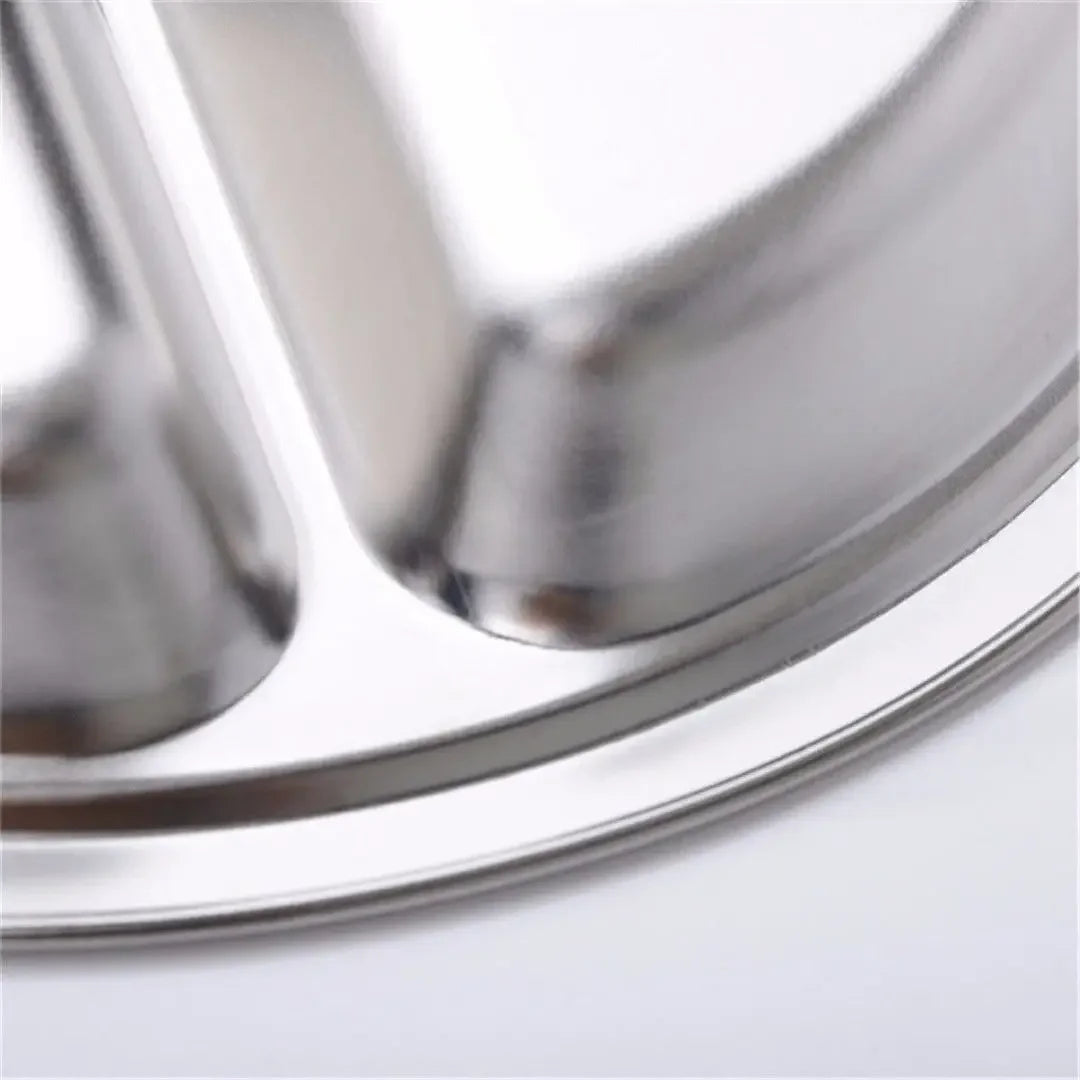 Dish Dinner Plate 1pcs Silver Stainless Steel Sections
