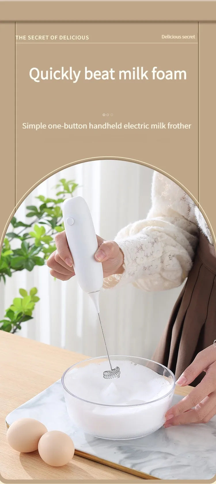 1pc Battery Model Handheld Egg Beater Froth Mixer