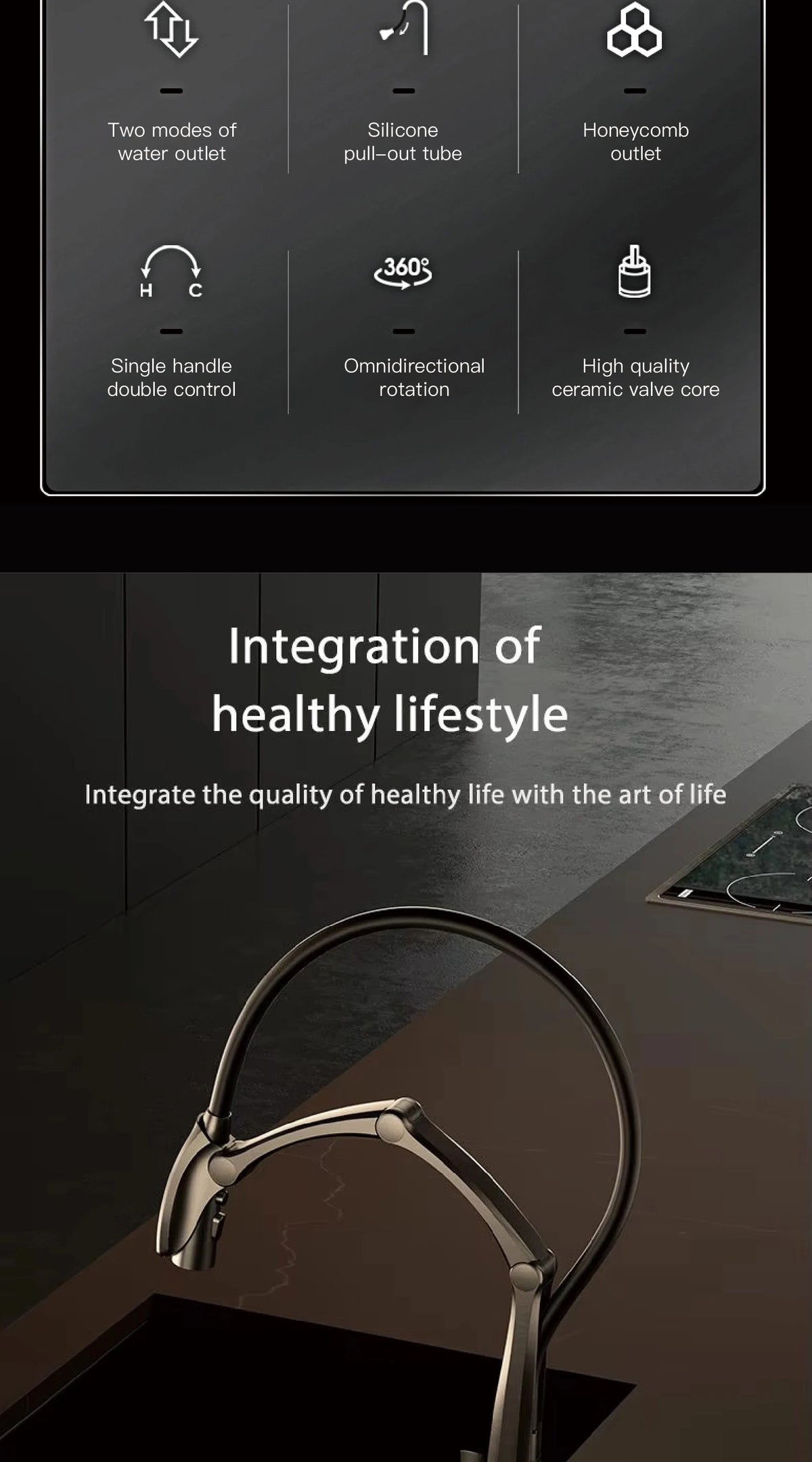 Luxury Gunmetal Brass Faucet Led Display Sensor&Pull-Out