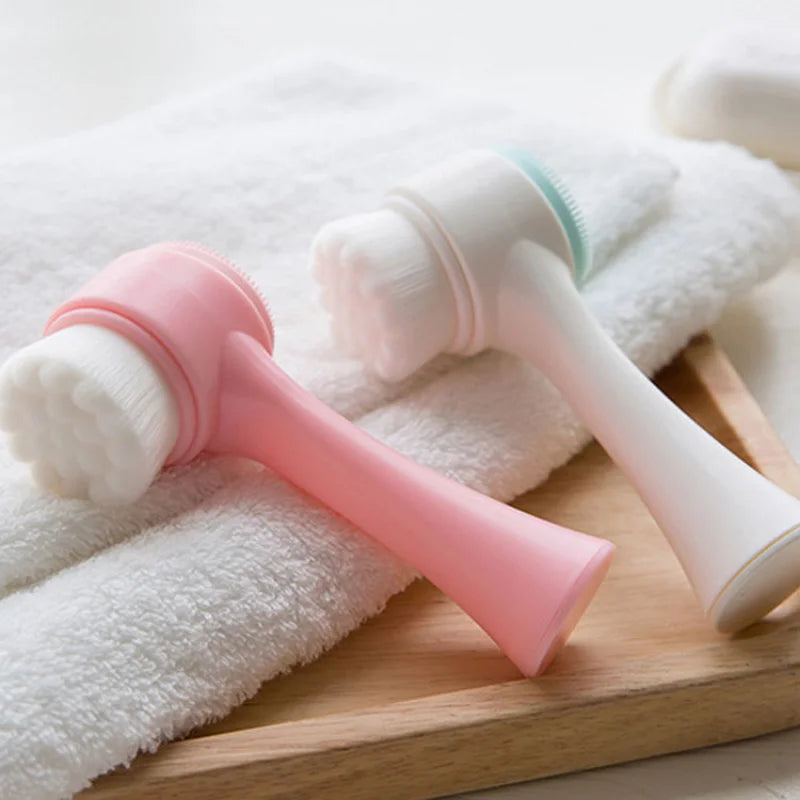 3d Double Silicone Facial Cleansing Brush Massage Facial