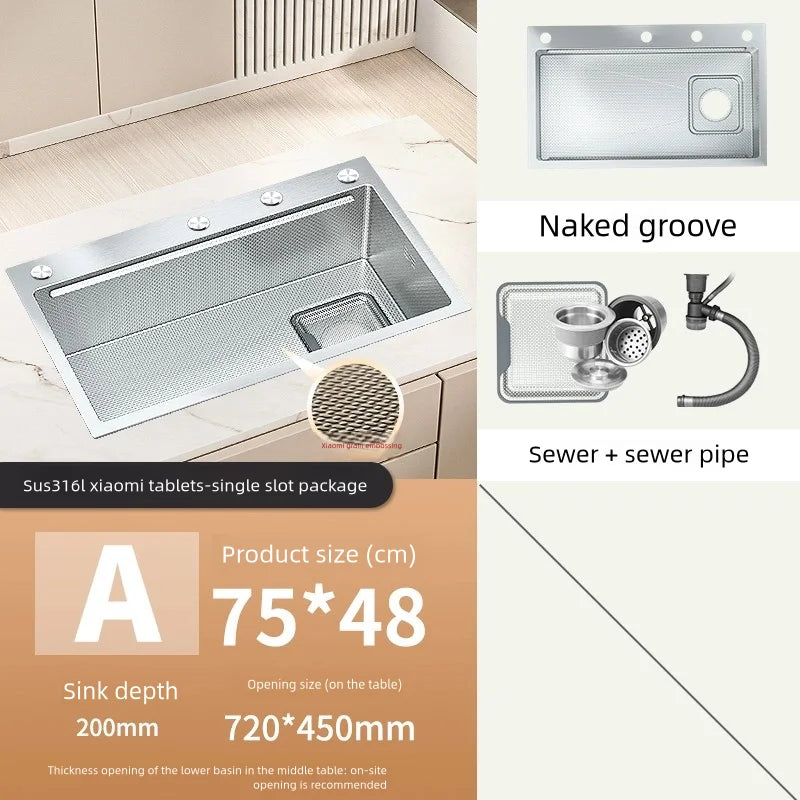 316l Stainless Steel Sink Durable Large Slot Wash