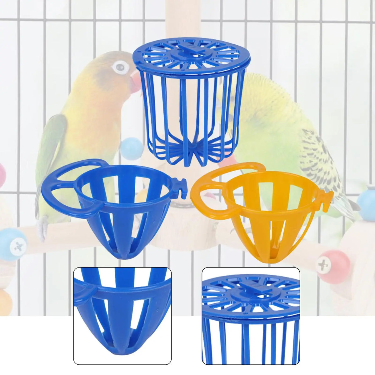 3pcs Bird Cage Food Holder Birdcage Cockatiel Feeding