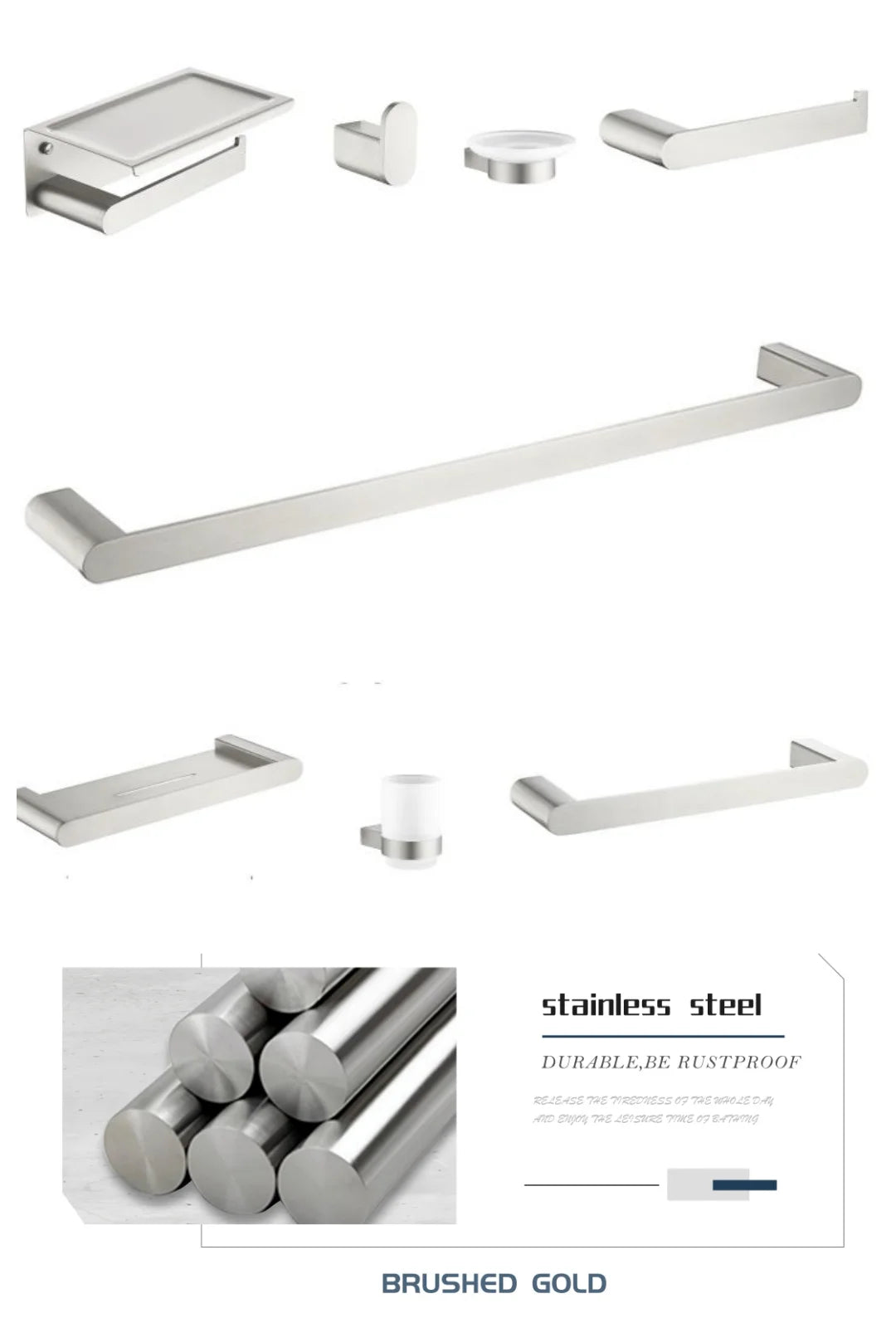 Brushed Towel Ring Holder Bar Rack Brush/Paper Holder