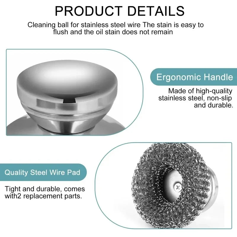 Stainless Steel Pot Brush Handle Robust Metal Ball
