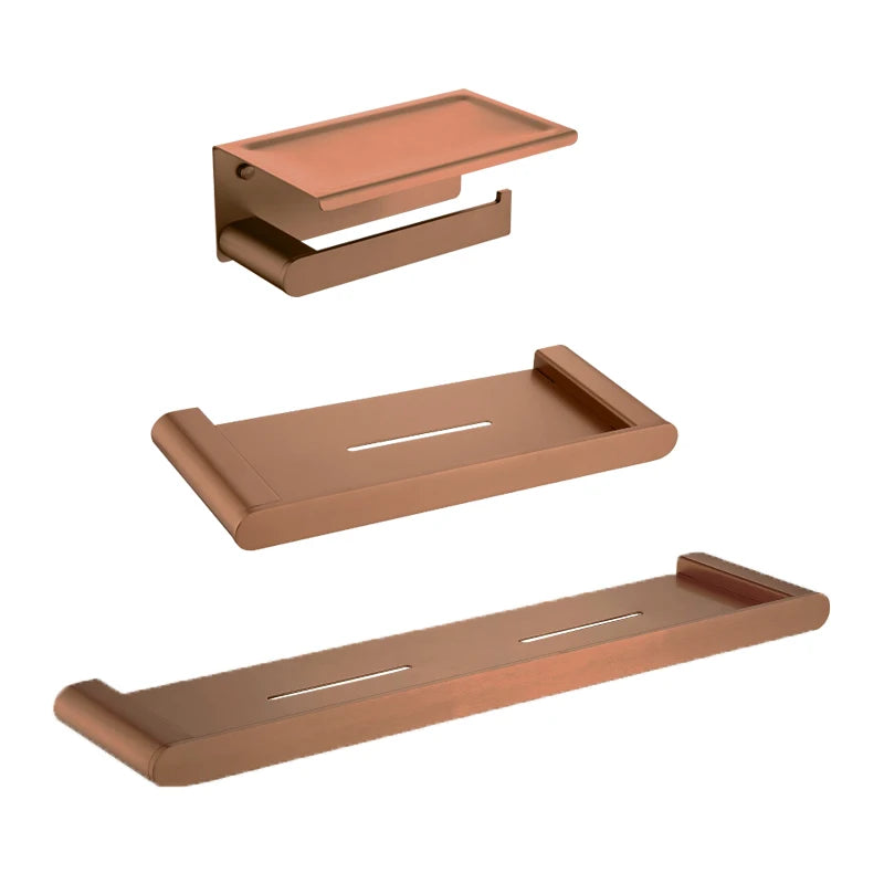 Brushed Rose Gold Storage Rack Towel Bar Tissue