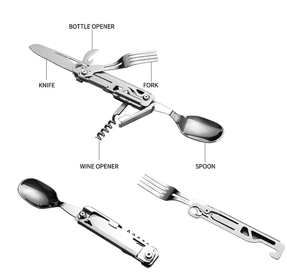Multi-Function Camping Fork Spoon Foldable Knife Fork Spoon