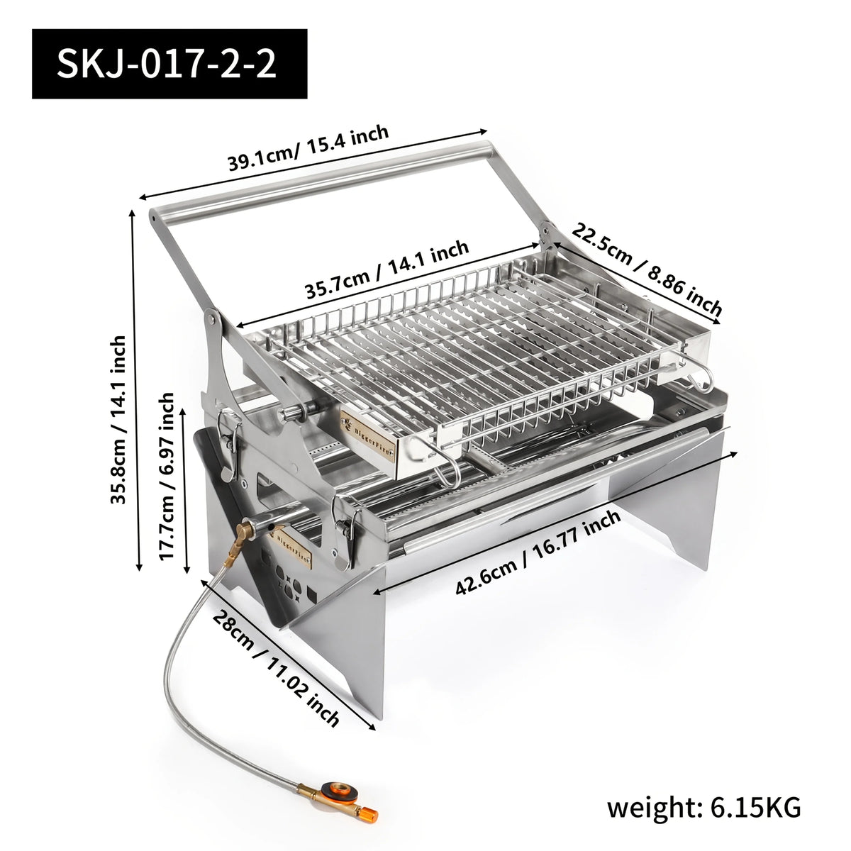 360 Camping Rotatable Grill Dual-Fuel Charcoal Gas Stove