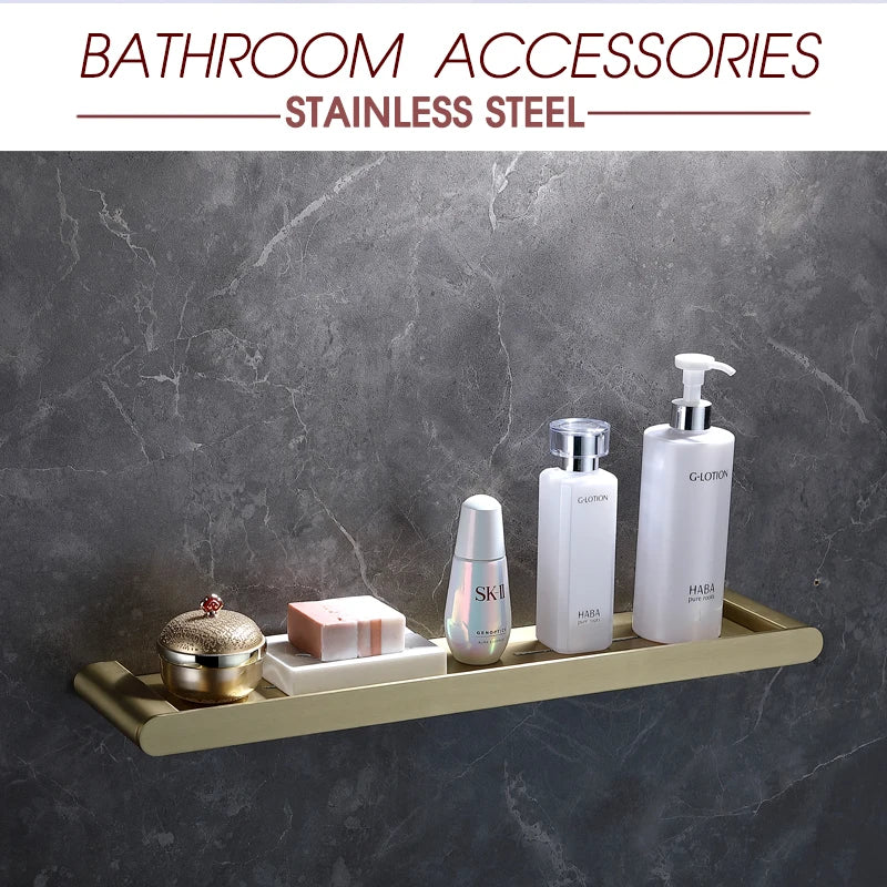 Brushed Gold Towel Ring Holder Bar Rack Brush/Paper