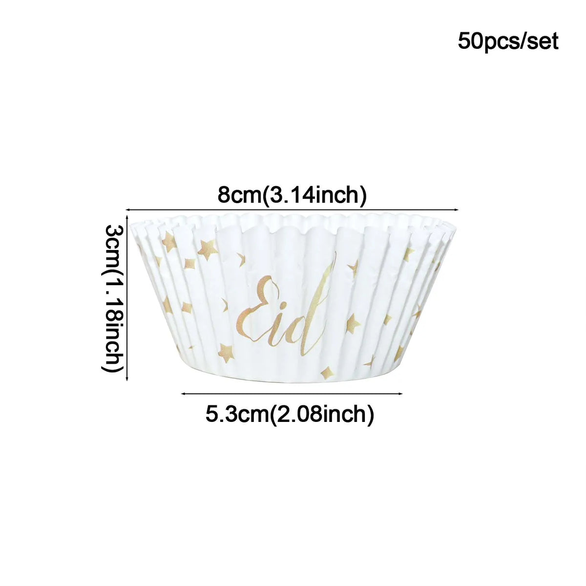 50pcs/Set Eid Mubarak Cupcake Paper Cups Ramadan Mubarak