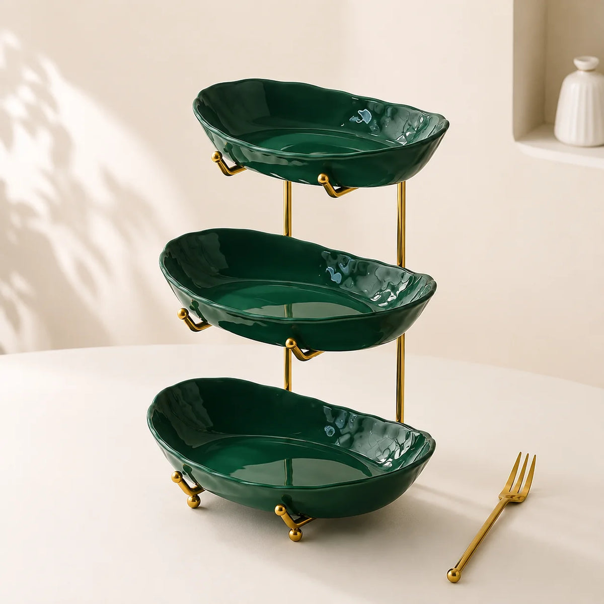 2/3-Tier Plastic Fruit Bowl Stand Metal Frame Large