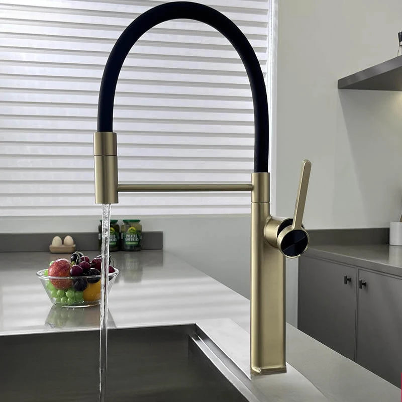 Brushed Gold Pull Down Faucet Magnetic Docking 360