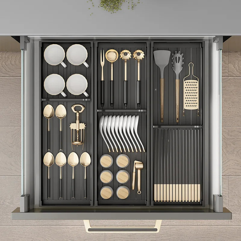 Adjustable Dish Rack Under Cabinet Drawer Spoon Chopsticks