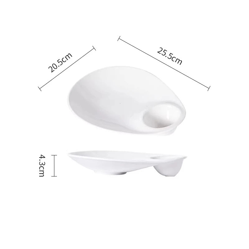 1pc White Ceramic Dumpling Plate Vinegar Dish Special