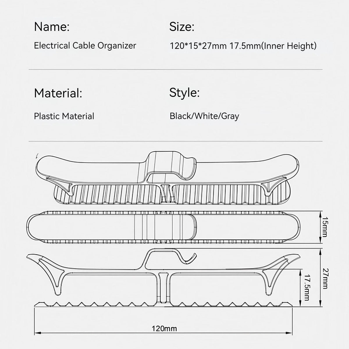Cable Organizer Wire Management System Countertop Plug Storage