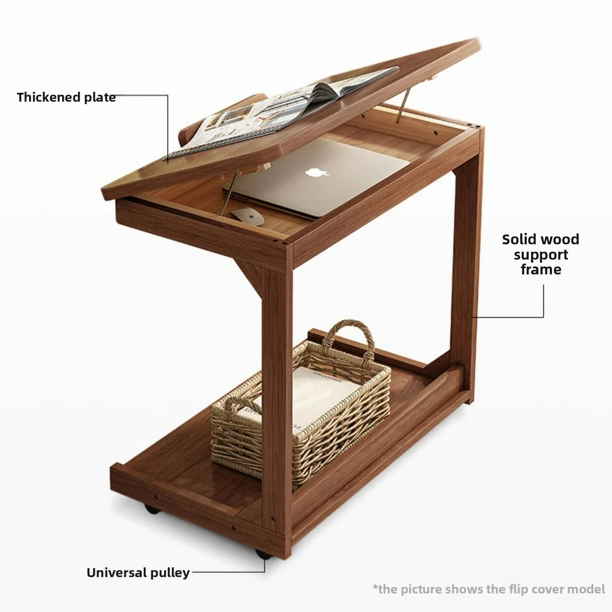 Mobile Solid Wood Coffee Table Living Room Storage