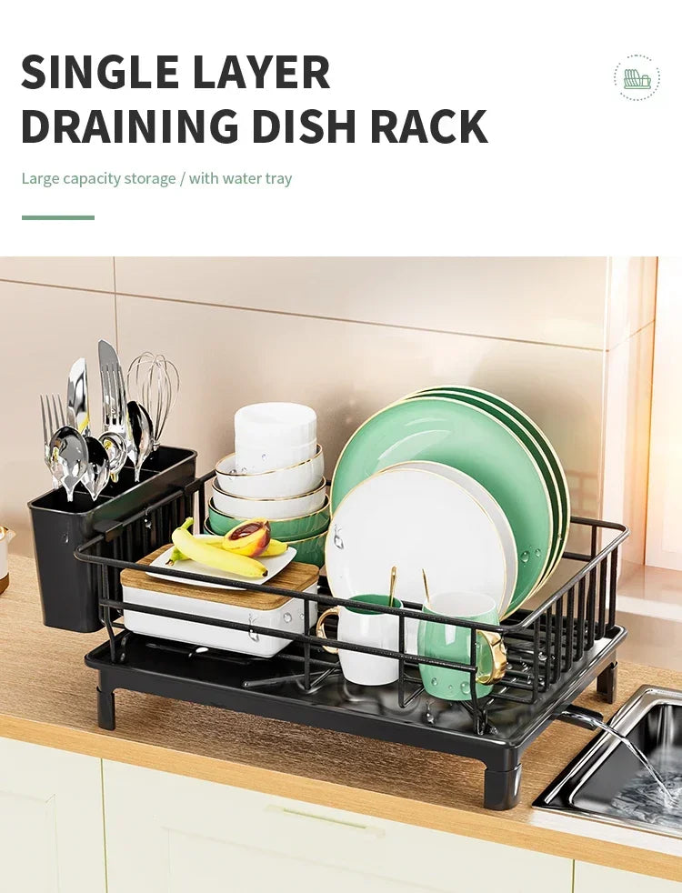 Dish Drying Rack Cutlery Rack Drain Tray Drip