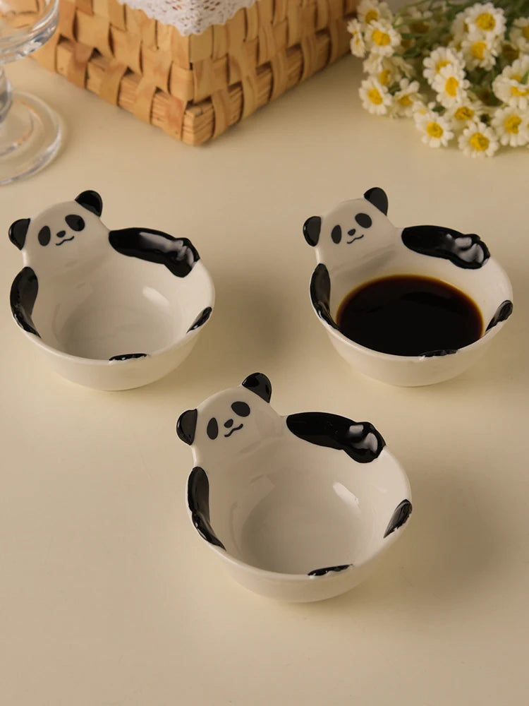 Panda Ceramic Dipping Dish Cute Shaped Mini Bowl