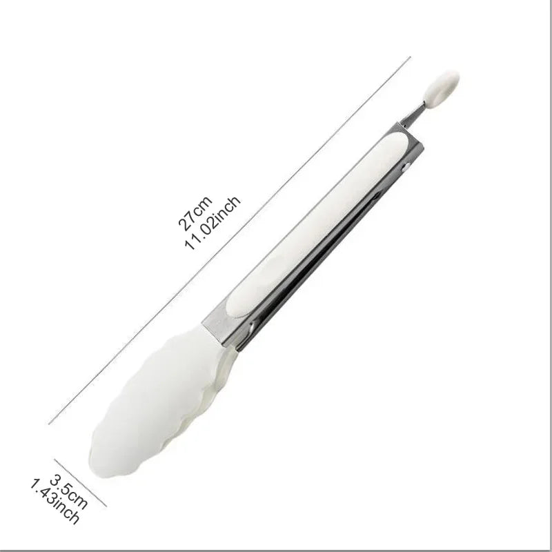 9-Inch Silicone Food Tongs Grill Stainless Steel Food