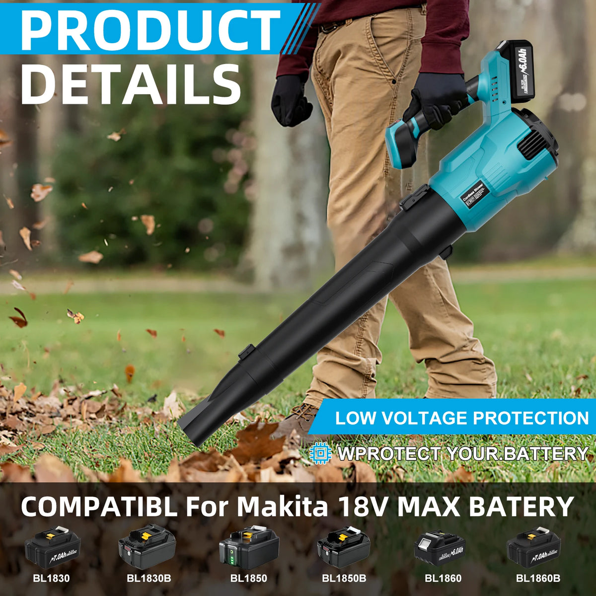 Brushless Electric Air Blower Makita 18v Battery Leaf