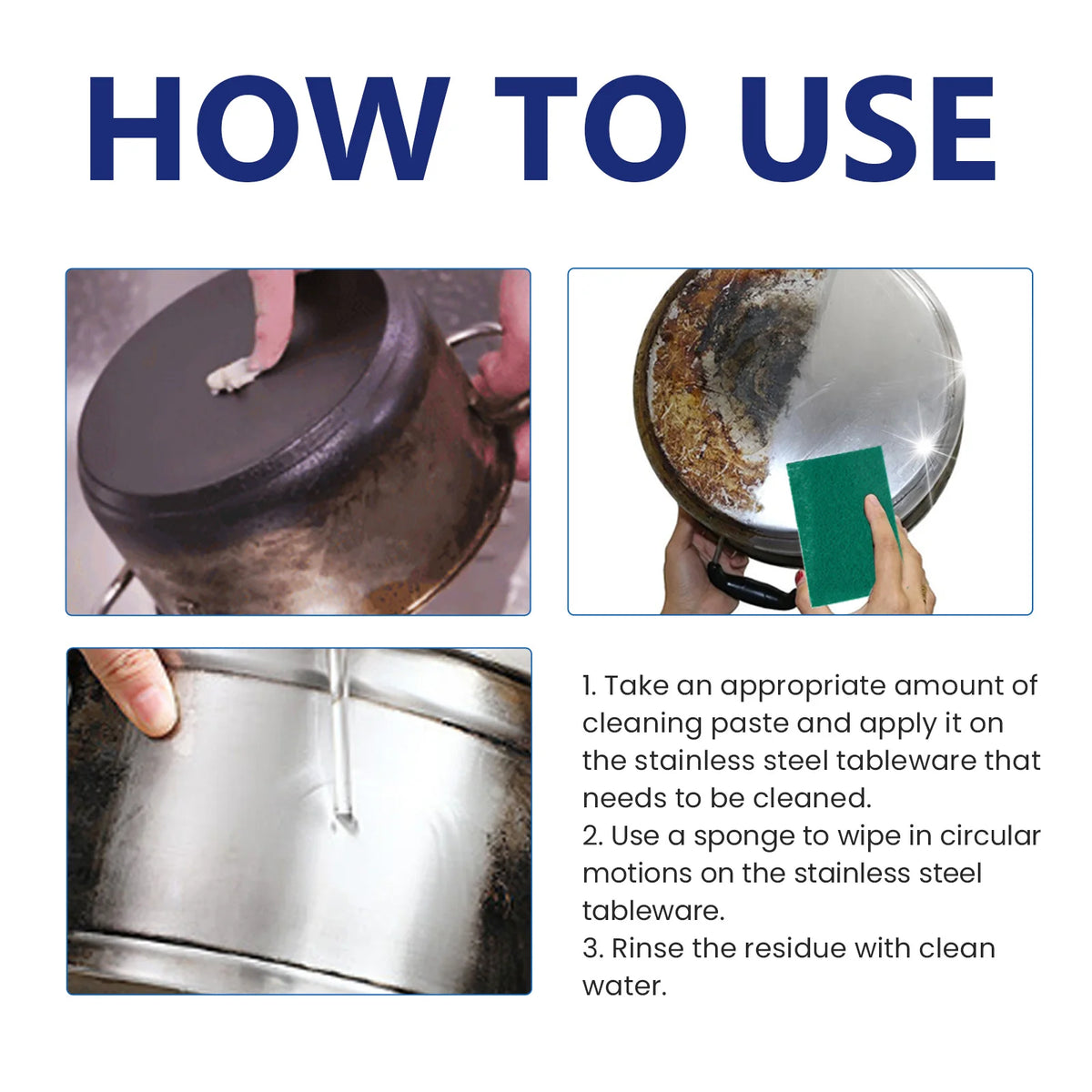 Powerful Stainless Steel Cleaner Paste Remove Burnt Black