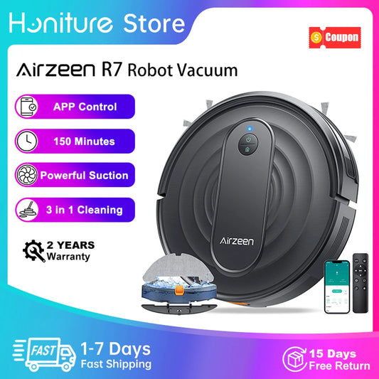 Airzeen R7 Robot Vacuum Mop 3-In-1 Cleaning 4000pa