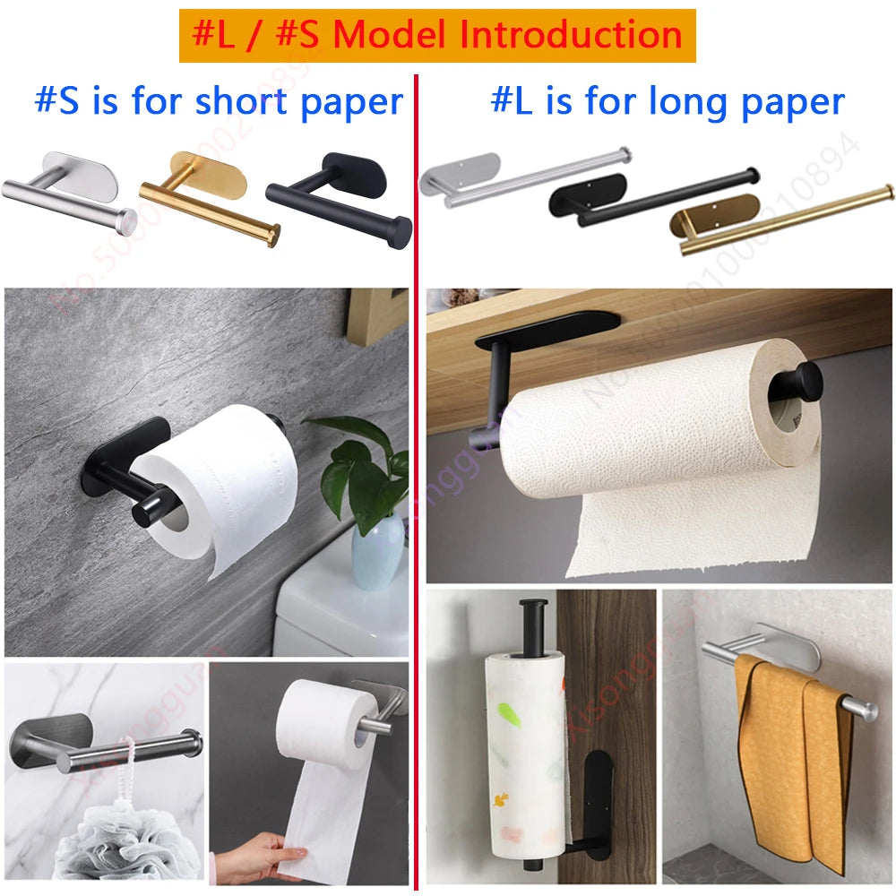 1/2pcs Paper Towel Holder Toilet Paper Holder Adhesive