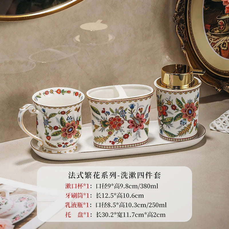 French Vintage Floral Ceramic Bathroom Toilet Foam Lotion