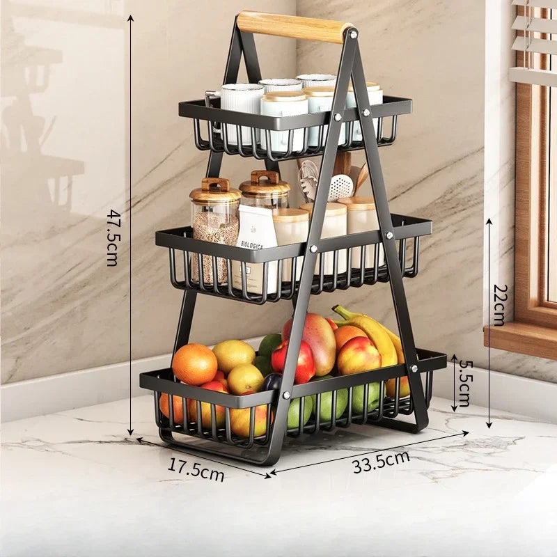 2/3 Tiers Countertop Fruit Basket Fruit Bowl Basket