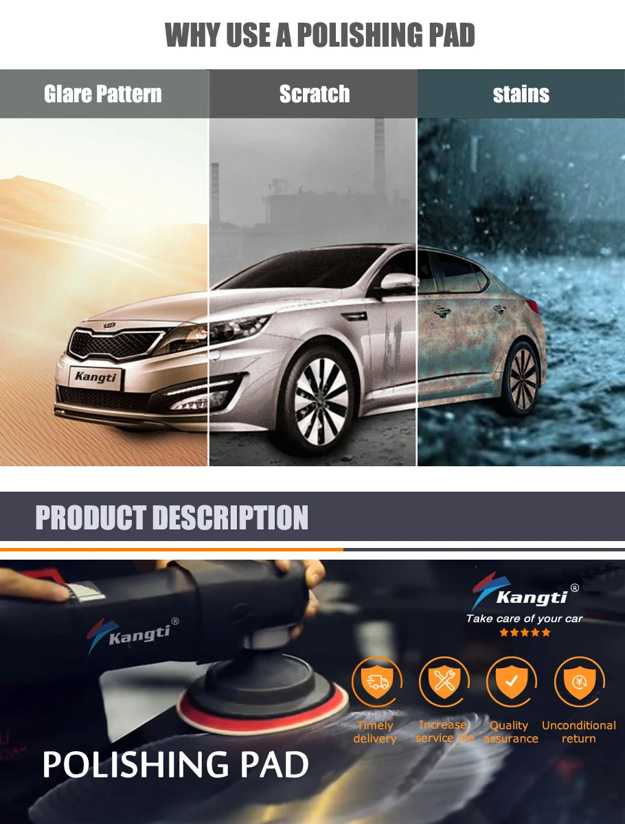 Kangti 5/6 Inch Car Polishing Pad Kit Self-Adhesive