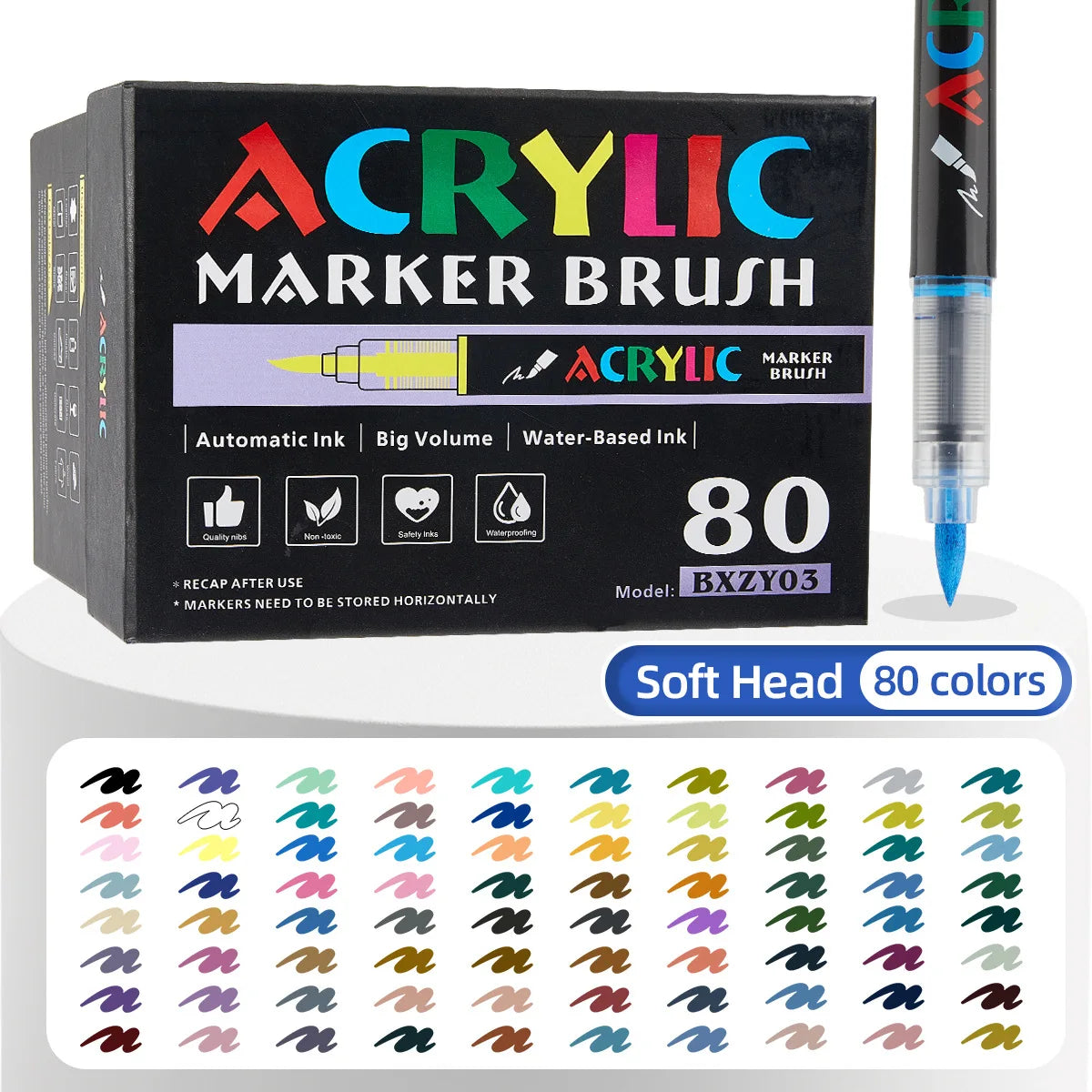 12-168 Colors Acrylic Paint Pens Markers Brush Tip