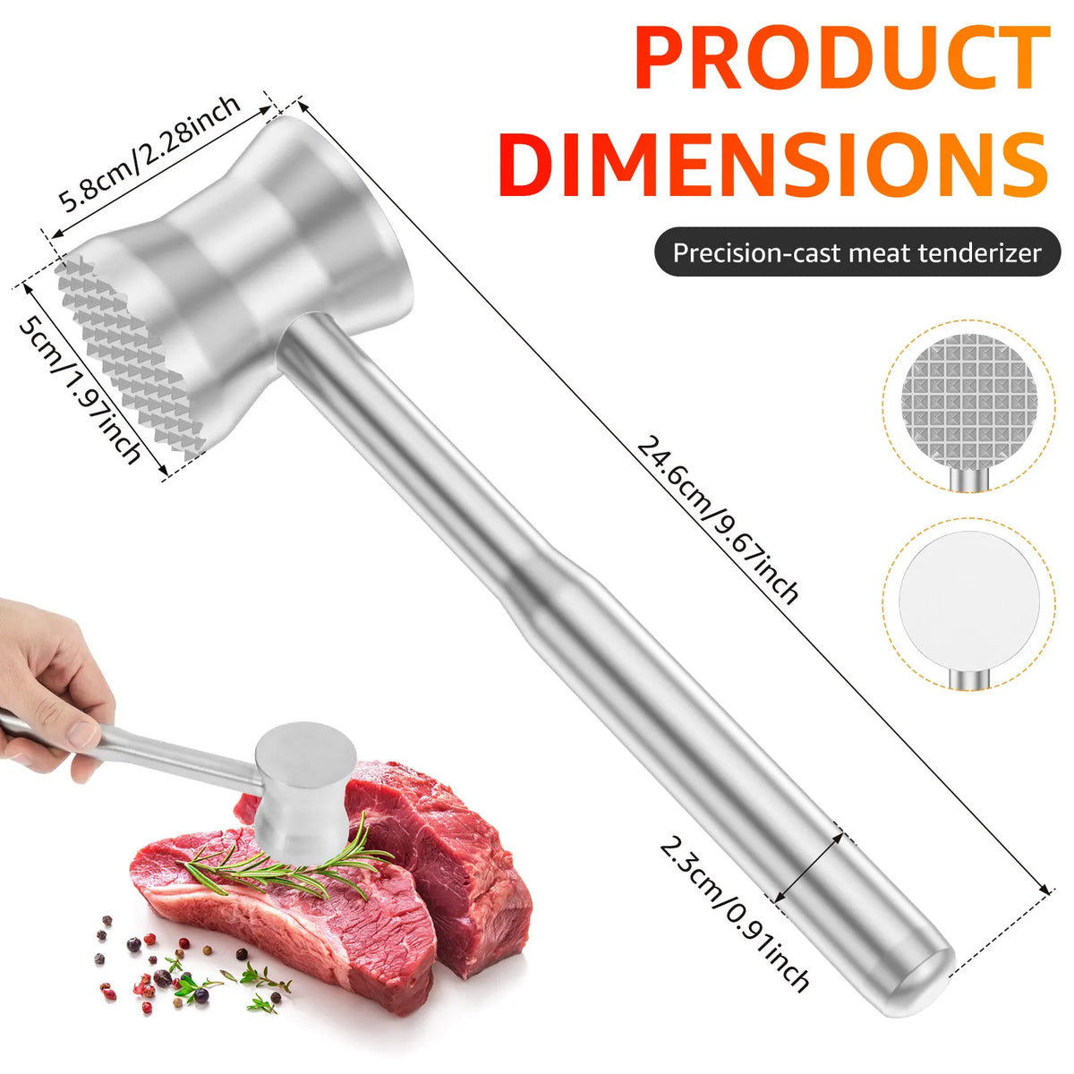 Meat Tenderizer Hammer Double-Sided Meats Hammer Stainless