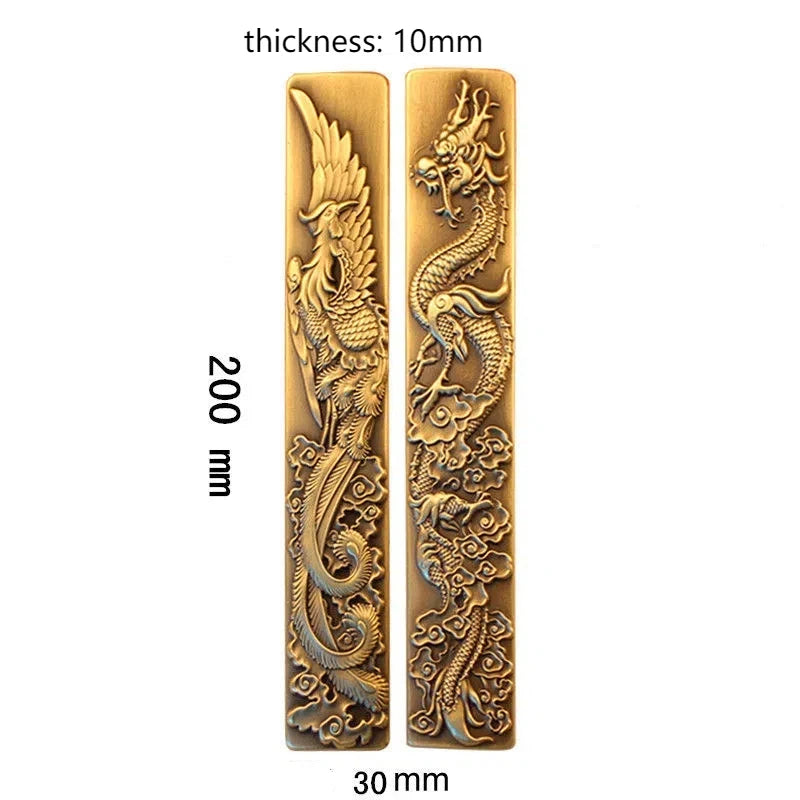 Chinese Style Brass Paperweight Antique Hand Painting Calligraphy
