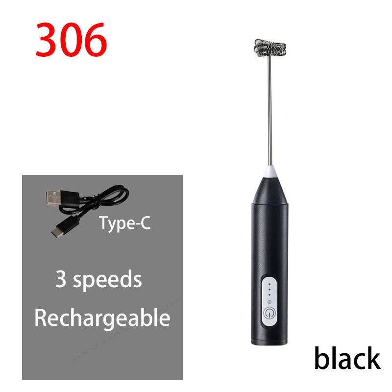 Electric Milk Frother Egg Beater Wireless Type-C Charging