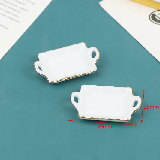 1pcs 1/12 Dollhouse Miniature Ceramic Food Tray Plate