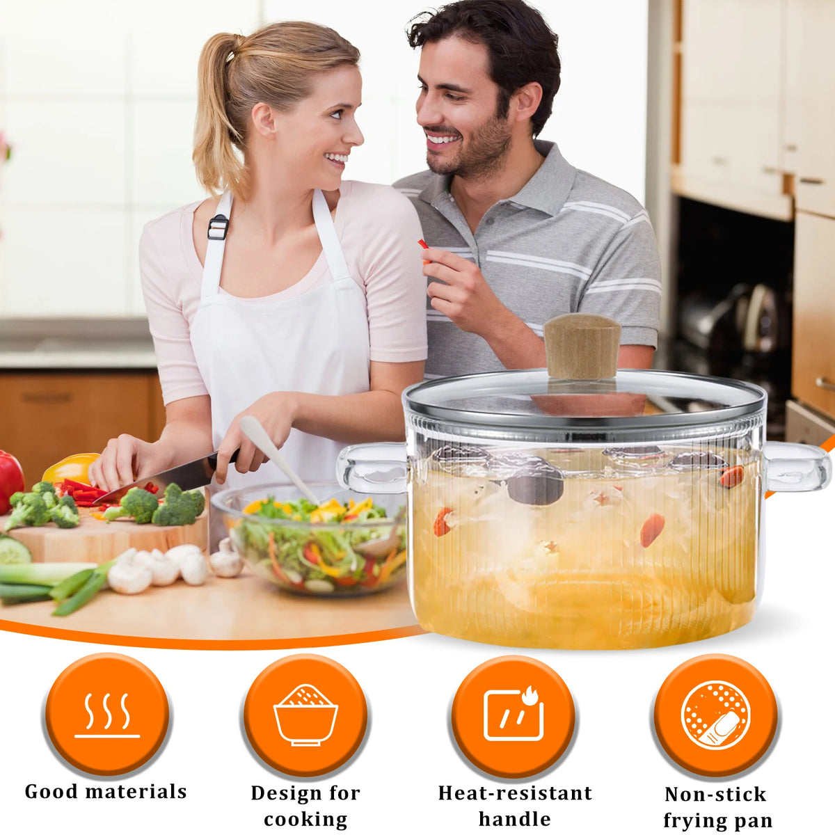 Glass Saucepan Clear Cooking Pot Lid 6l Heat
