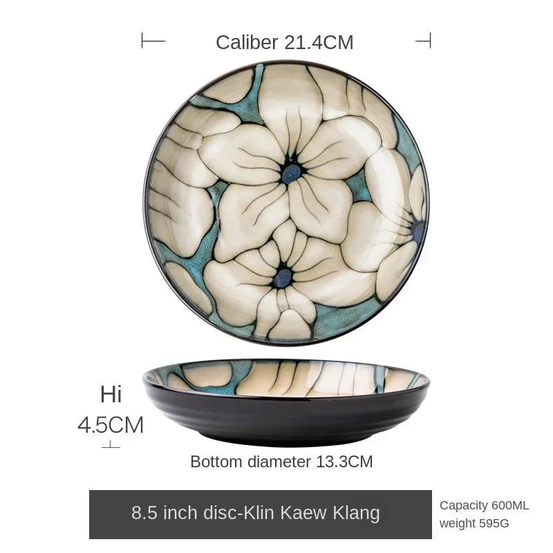 Chinese-Style Ceramic Deep Plate Salad Plate Disc Personality