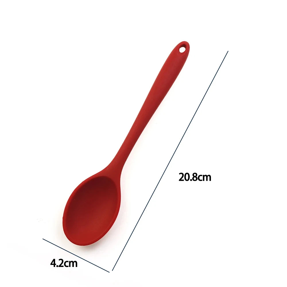 1pc Soft Silicone Spoon Stirring Long Handle Tableware