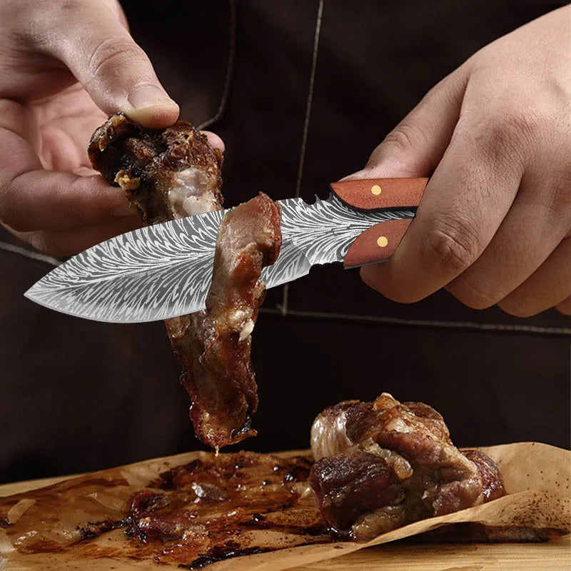 Stainless Steel Chef Knife Professional Boning Cleaver Wood