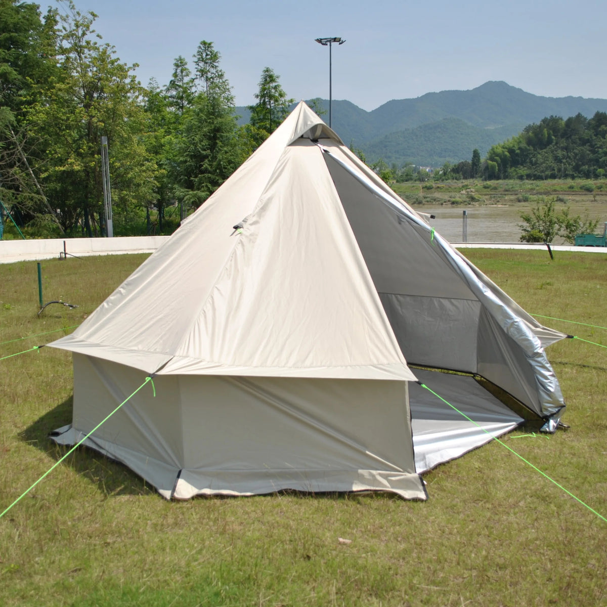 Person Large Pyramid Tent Four Seasons Camping Chimney